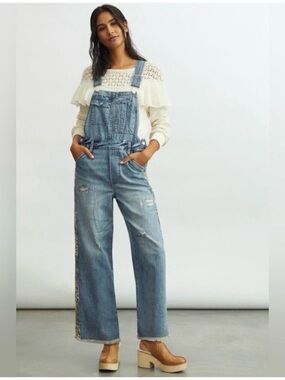Anthropologie Pilcro The Lex distressed denim overalls size 26 for women